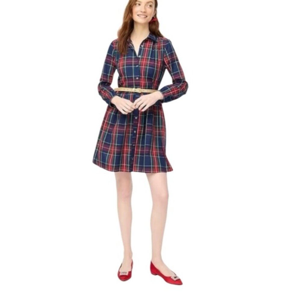 J.crew factory tartan mini shirt dress size 6